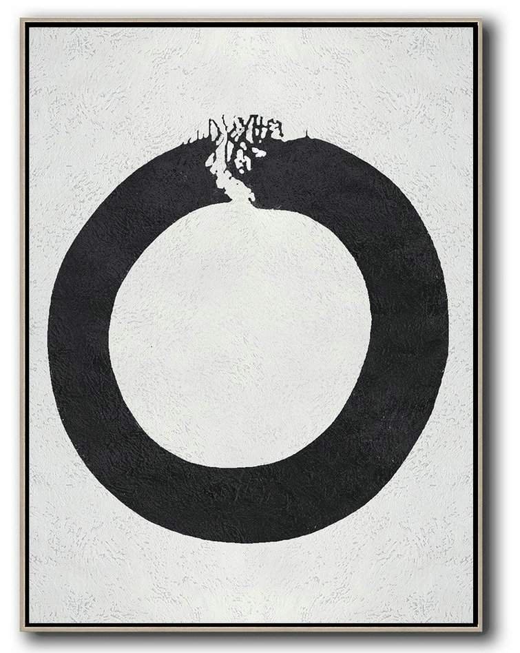 Modern Canvas Art,Geometric Art Black And White Minimal Painting On Canvas - Original Art